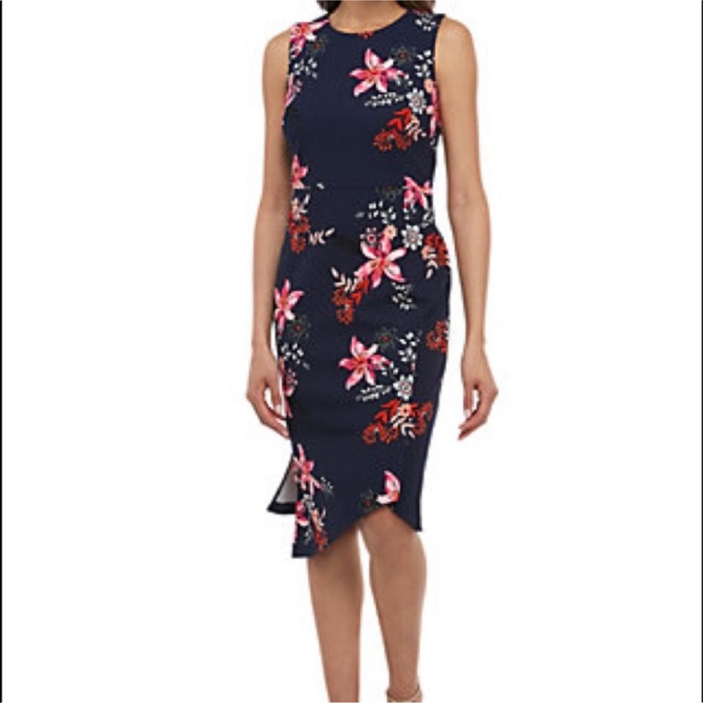 Vince Camuto Navy Sleeveless Floral Dress Size 2